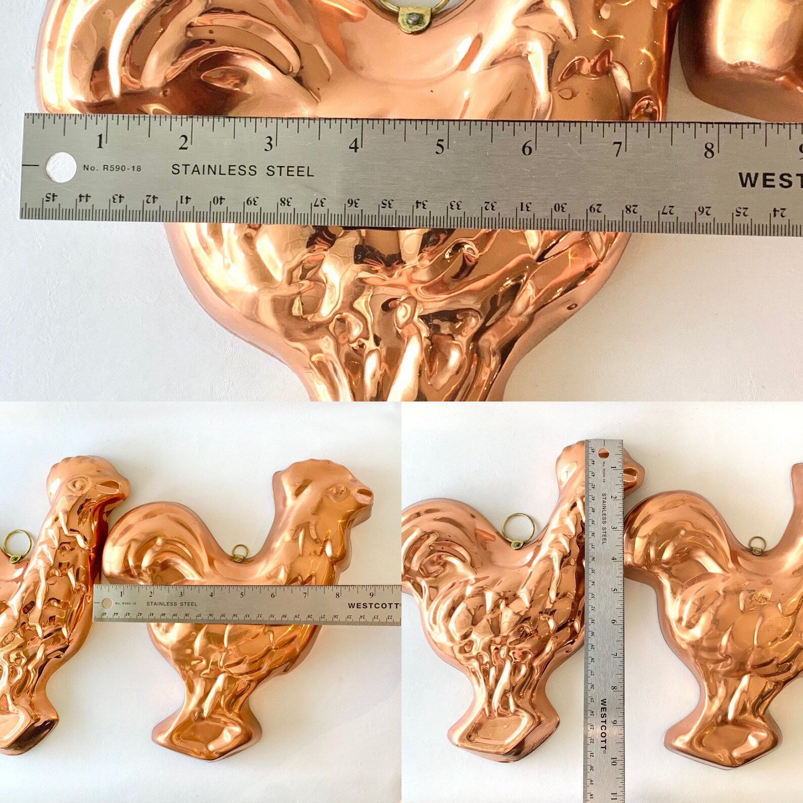 2x Vintage Copper Rooster Wall Decor set Etsy