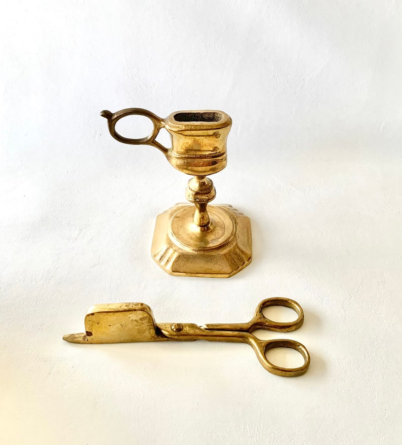 Brass Scissor Candle Snuffer w Stand image 7