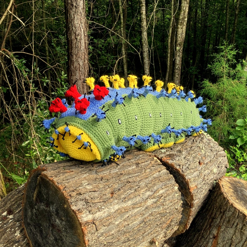 PATTERN: Cecropia Moth Caterpillar Crochet Pattern // later instar // Instant PDF Download //DIY //Bug Lovers // Make your own // Insect image 1