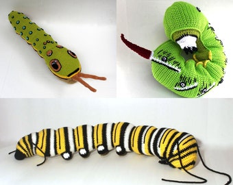 PATTERN BUNDLE: Caterpillar Crochet Pattern Bundle I // Tobacco Hornworm// Monarch // Spicebush // 3 Instant PDF Downloads