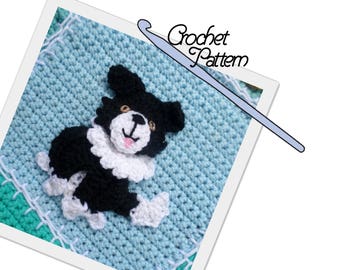Border Collie Crochet Patch Pattern: Puppy Applique (PDF Pattern)