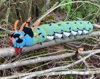 PATTERN: Hickory Horned Devil epic crochet pattern / 40 page pattern to make the larva of the Regal Moth / 5th instar Citheronia regalis