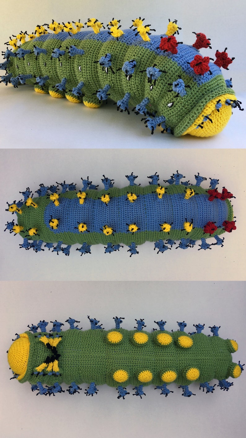 PATTERN: Cecropia Moth Caterpillar Crochet Pattern // later instar // Instant PDF Download //DIY //Bug Lovers // Make your own // Insect image 4