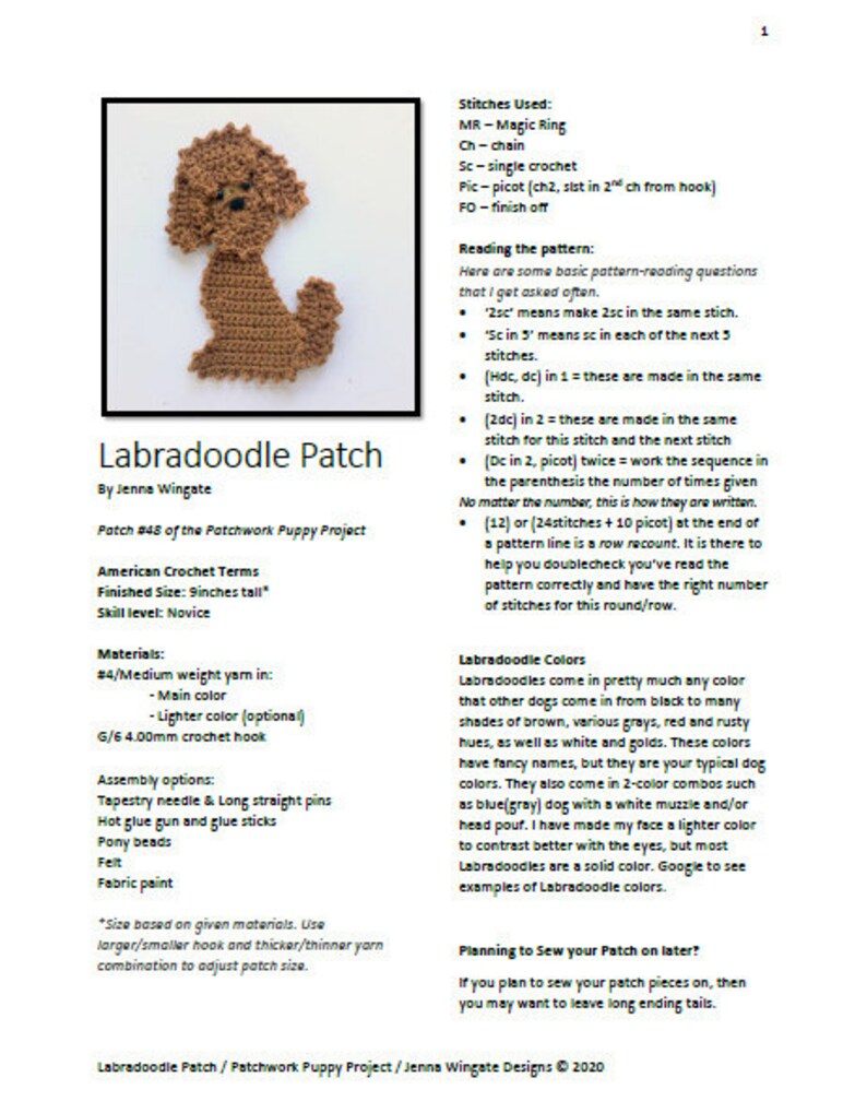 PATTERN: Labradoodle Patch // Patchwork Puppy Project // Applique // Embellishment // DIY // Decoration // Personalize // Make and sew on bild 5