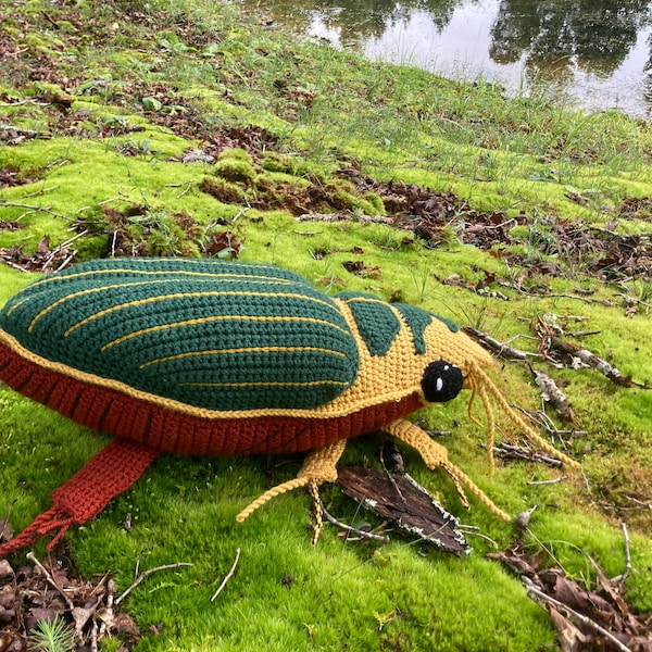 PATTERN: Great Diving Beetle - Dytiscus marginalis - Instant PDF download - Crochet a Diving Beetle Stuffie for your favorite bug lover