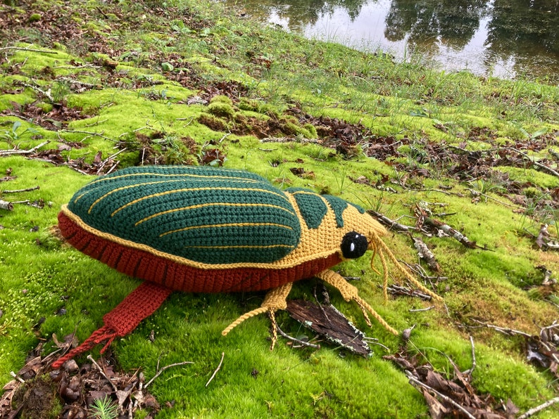 PATTERN: Great Diving Beetle Dytiscus marginalis Instant PDF download Crochet a Diving Beetle Stuffie for your favorite bug lover image 1