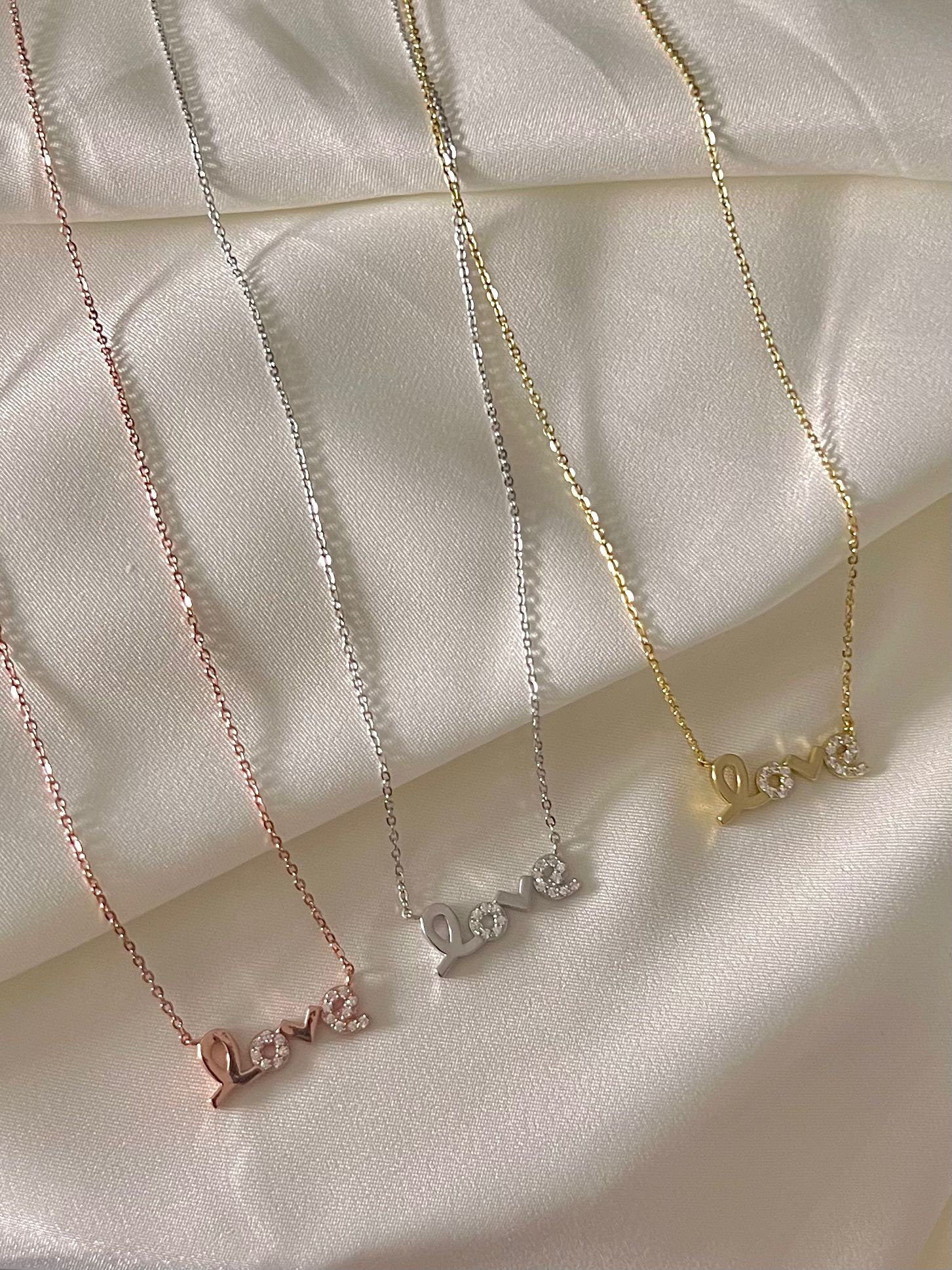 Sterling Silver Love Necklace - Etsy