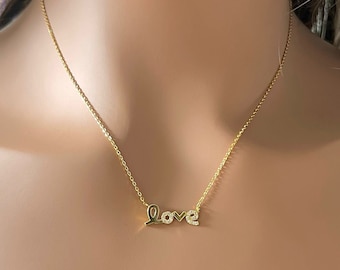 Sterling Silver Love Necklace - Etsy