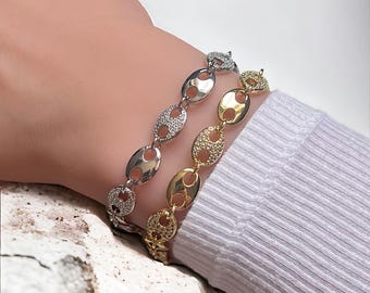 Simulated Diamond Mariner Link Bracelet