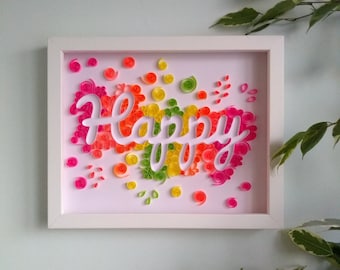 Quilling 'Happy' Design Wall Decor