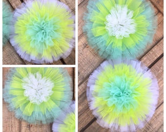 set of 5 Tulle pompoms  Fabric flowers  party centerpiece.boho wall decor. Breathtaking Blooms Giant Fabric Flowers pompom peonies Blossom