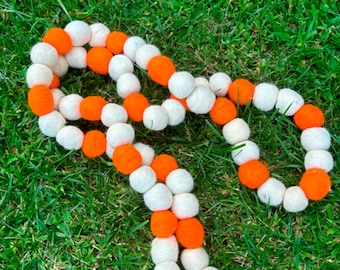 Orange Felt ball pom pom garlad Party Decoration. 6 foot Felt ball Garland,