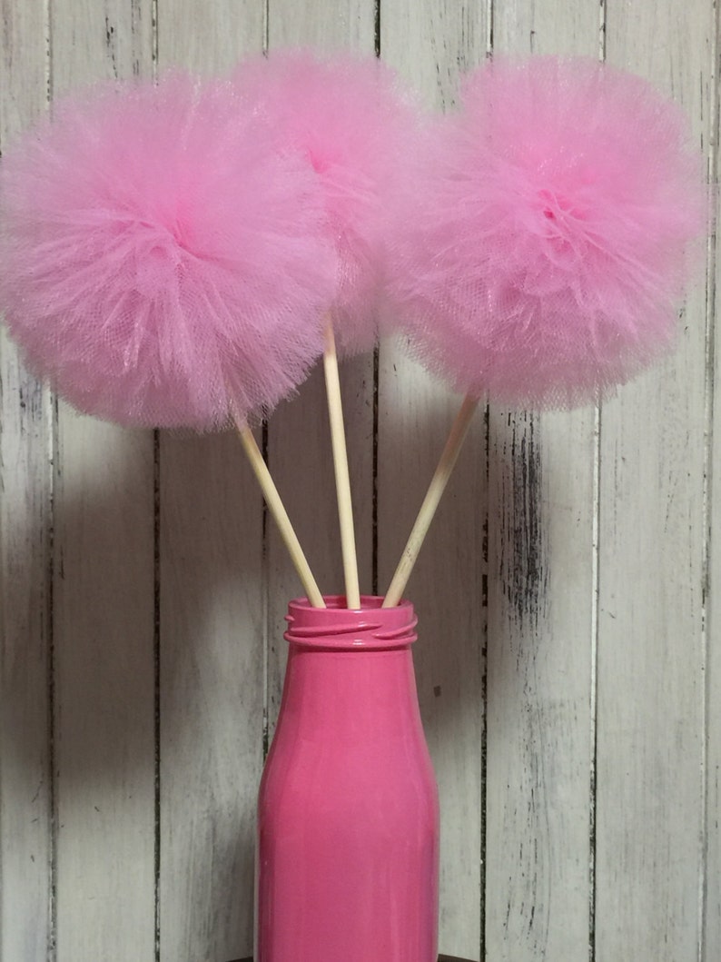 12 Tulle pom poms Centerpiece,Party Decoration,Pom Pom Favors Centerpiece image 2