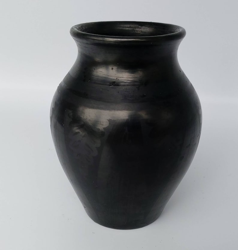 5 Inch Black On Black Pottery Blackware Jar Signed San Ildefonso Pueblo Blackware Pottery Olla Mexican Pot Native American Pottery