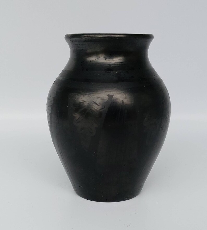 5 Inch Black On Black Pottery Blackware Jar Signed San Ildefonso Pueblo Blackware Pottery Olla Mexican Pot Native American Pottery