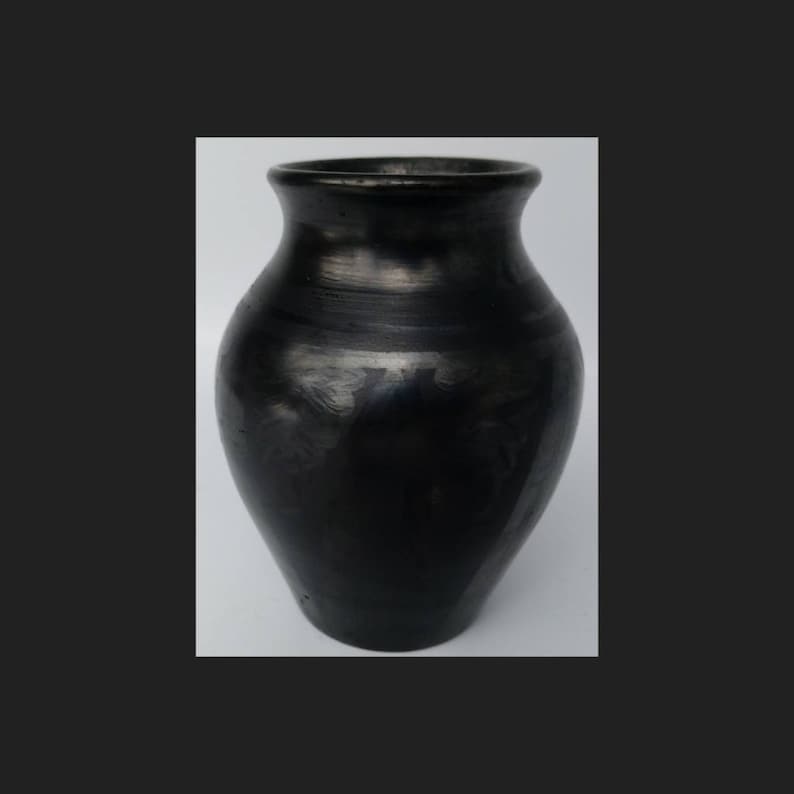 5 Inch Black On Black Pottery Blackware Jar Signed San Ildefonso Pueblo Blackware Pottery Olla Mexican Pot Native American Pottery