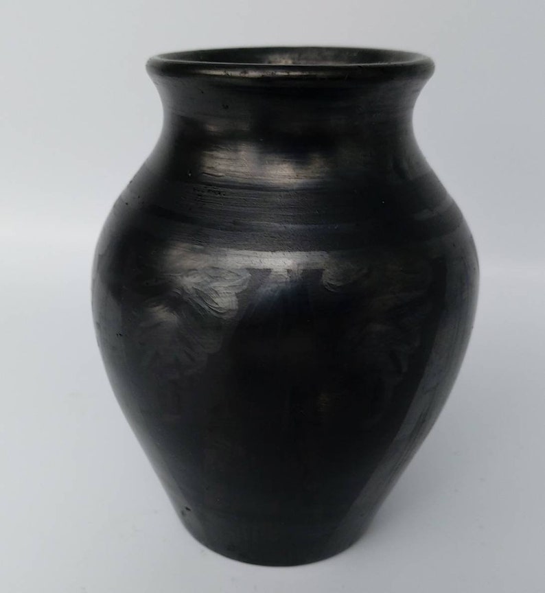5 Inch Black On Black Pottery Blackware Jar Signed San Ildefonso Pueblo Blackware Pottery Olla Mexican Pot Native American Pottery