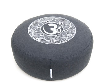 33cm ×17 cm Round Meditation Black and Red Ohm Cushion Dimensions