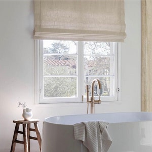 Luxury Relaxed 100% Linen Roman Shade &quot;Tuscany&quot;, shades with cordless mechanism, linen roman shades, window treatment, custom roman shades