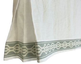 Custom Linen Window Valance: Pleated Corners, Samuel&Sons Trim