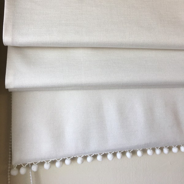 White Roman Shade With Black Trim Etsy