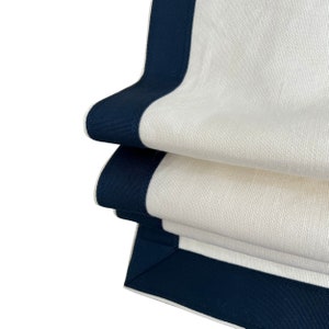 Linen Roman Shade, Irish Linen Shade with Heart Trim, roman shade with chain mechanism, custom made roman shade, window treatment