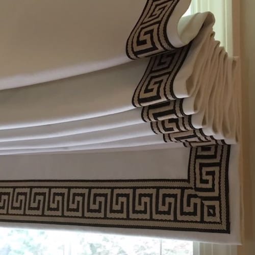 Custom Lined Faux Roman Shades With Greek Key Trim Pick Any Etsy