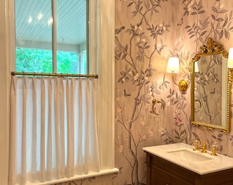 Handmade Linen Café Curtain | French Pleat Rod Pocket, Custom Drapery