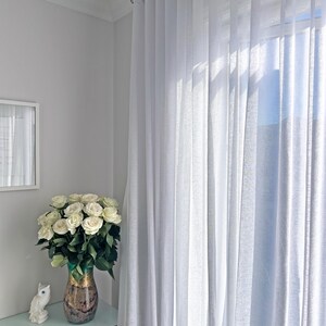 Custom made ripple fold style sheer, Linen Sheer drapery Shannon available in different colours, Linen sheer, sheer with snap tape