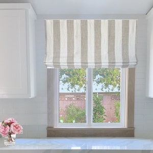 Linen Roman Shade, Maxwell Fabric Copacabana, Roman shade with chain mechanism, custom made roman shade, relaxed shade, window treatment