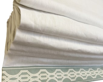 Custom Linen Relaxed Roman Shade: Accent Trim, Tuscany Fabric