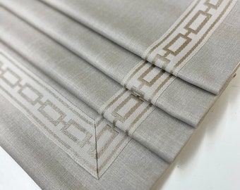 Faux Roman Shade, Faux Relaxed Shade "Cheval White with Decorative Chain Trim", custom valance, custom faux shade, window treatment
