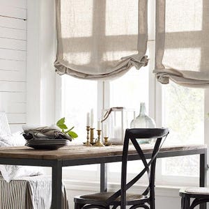 Relaxed Roman Shade, Sheer Roman Shade,  Lucky Earth faux sheer linen, shade with chain mechanism, Shades for Windows, Custom Made Shade