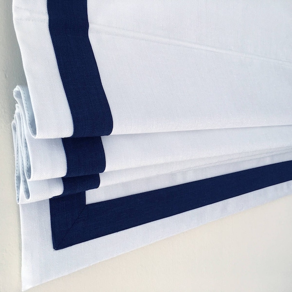 Navy and White Roman Shade Etsy