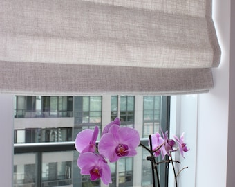 Relaxed Roman Shade, Toronto Faux Linen, Custom Window Shade