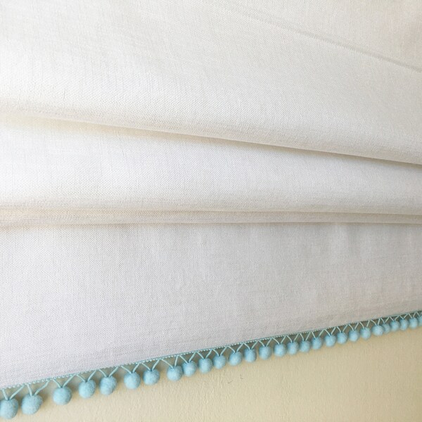 White Roman Shade With Black Trim Etsy