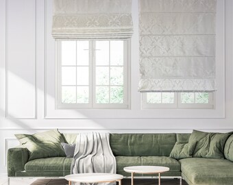 Luxury Roman Shade "London", flat shades with chain mechanism, cotton blend roman shades, window treatment, custom roman shades