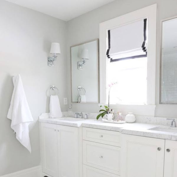 White Roman Shade With Black Trim Etsy