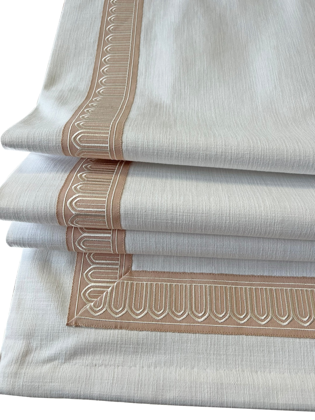 Cordless Roman Shade, Schumacher Embroidered Tape, Cotton Window ...
