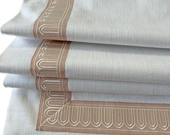 Cordless Roman Shade, Schumacher Embroidered Tape, Cotton Window Treatment