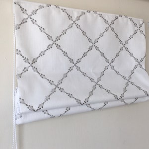 Relaxed Roman Shade, Roman shade Ryder Silver, embroidered fabric , linen roman shade, shade with chain mechanism, custom made roman shade