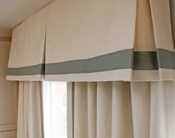 Custom Linen Pleated Valance: Decorative Trim Window Treatment
