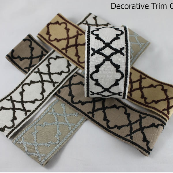 Decorative trim Marrakesh, trim with geometric pattern, sewing trim by the yard, decorative gimp CE28, trim for roman shades and drapery