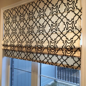 Flat Linen Roman Shade &quot;Esperanza-Parchment&quot; with chain mechanism, Custom roman shades, Window treatment