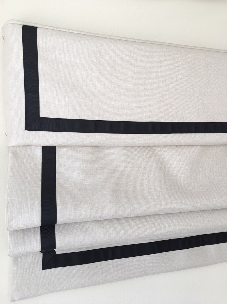 Cordless Relaxed Roman Shade Cream Shade With Decorative Etsy