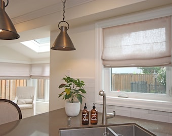 Custom Linen Roman Shades, Relaxed Flat Fold Made to Order, Zoe Italian Linen, 5 Colours