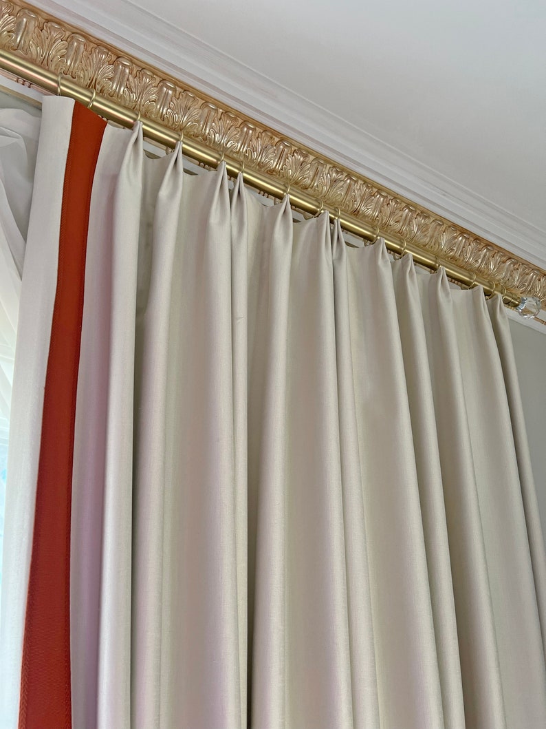 Custom Drapery, Curtains Cheval With Heart Trim, French Pleat, Solid ...