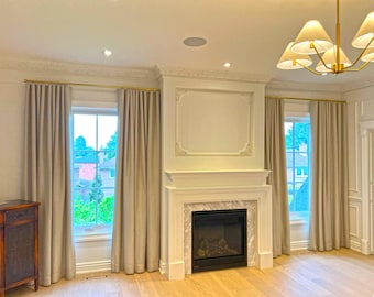 Custom Ripple Fold Curtains – Porto, Linen Mix Drapery, S-Fold Style Panels with Lining, Snap Tape, Custom Drapery, Wide Width Fabric