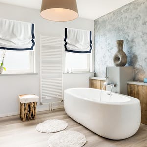 Custom Cordless European Relaxed Roman Shade | Toronto Fabric | 3-Side Inset Border | Light Filtering or Blackout | Made-to-Order