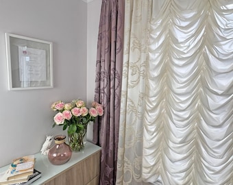 Austrian Shade Custom Size, Sheer Balloon Roman Shade, Scalloped French Country Window Treatment, 6 Colours
